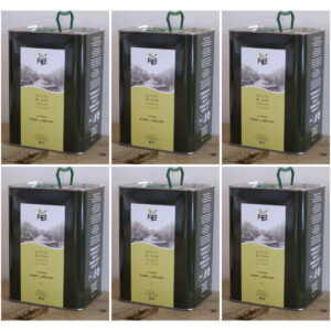 Seis latas de aceite de oliva virgen extra ecológico coupage Morrut y Arbequina de Agro Beltrán