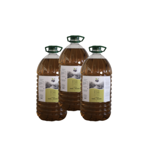 Tres garrafas de 5 litros de aceite de oliva virgen extra ecológico coupage
